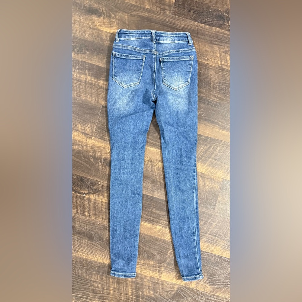 Trendy Blue Distressed Skinny Jeans - Picture 6 of 6